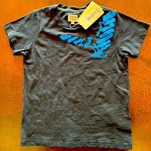 Armani Junior t-shirt black and blue size 7A NWT